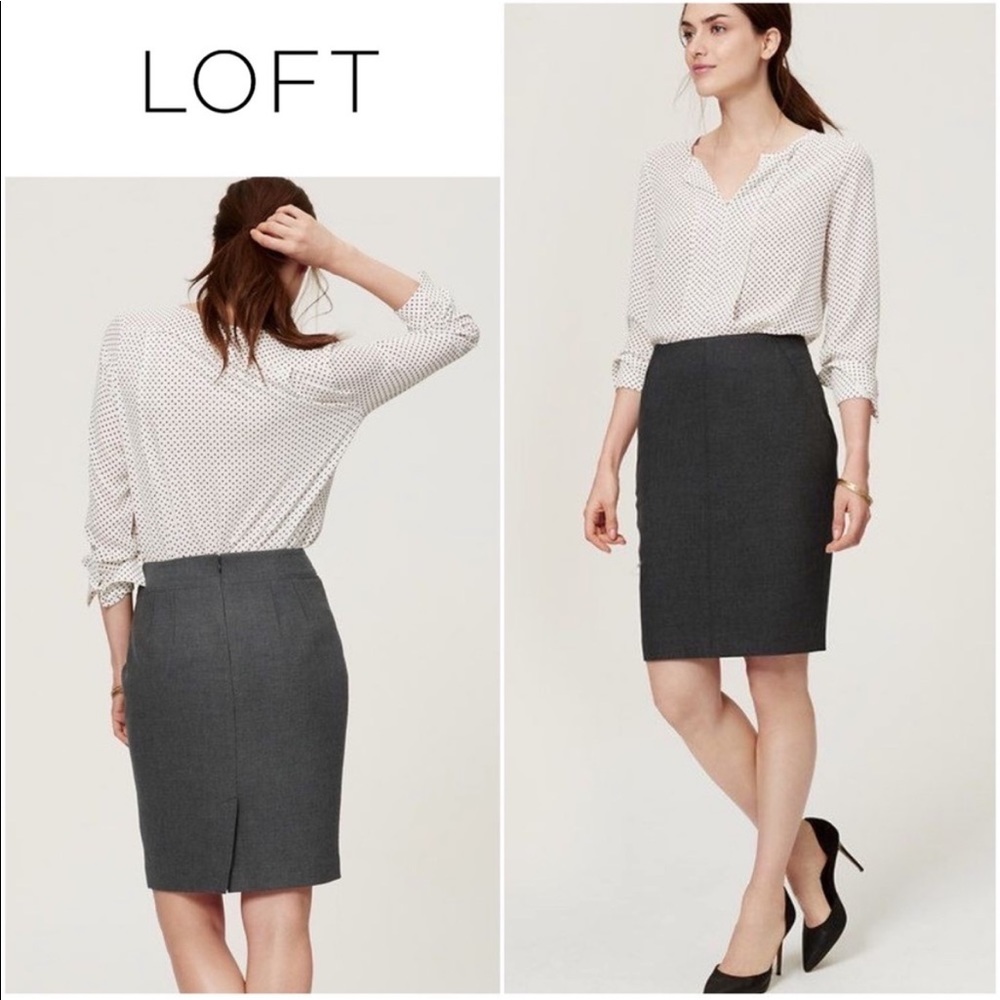 LOFT | Scuba Pencil Skirt in Grey - Size 2